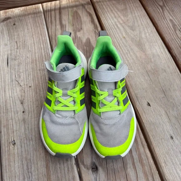 Adidas Kids' Lime Green and Gray Sneakers Sz2 - Picture 4 of 5